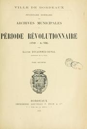 Cover of: Inventaire-sommaire, période révolutionnaire, 1789-an 8