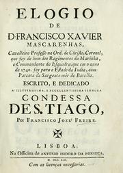 Cover of: Elogio de D. Francisco Xavier Mascarenhas: ...