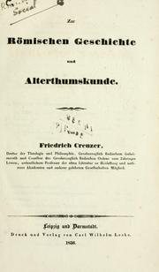 Cover of: Zur römischen Geschichte und Alterthumskunde.