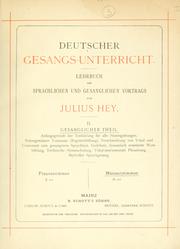 Cover of: Deutscher Gesangs-Unterricht by Julius Hey