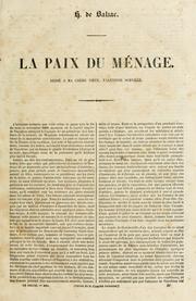 Cover of: La paix du ménage by Honoré de Balzac