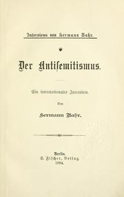 Cover of: Der Antisemitismus by Hermann Bahr