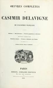 Cover of: Oeuvres complètes de Casimir Delavigne.