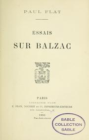 Cover of: Essais sur Balzac