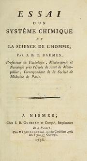 Cover of: Essai d'un syste chimique de la science de l'homme