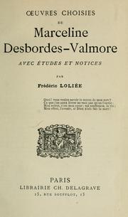 Cover of: uvres choisies de Marceline Desbordes-Valmore