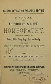 Manual of veterinary specific homeopathy