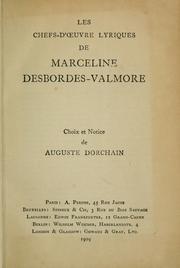Cover of: Les chefs-d'oeuvre lyriques de Marceline Desbordes-Valmore