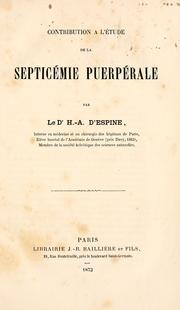 Cover of: Contribution l'ude de la septicie puerpale