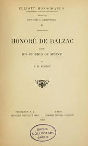 Cover of: Honoré de Balzac and his figures of speech.