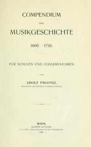 Cover of: Kompendium der Musikgeschichte.: Für Schulen und Konservatorien.