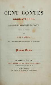 Cover of: cent contes drolatiques, colligez ès abbaïes de Touraine, et mis en lumière