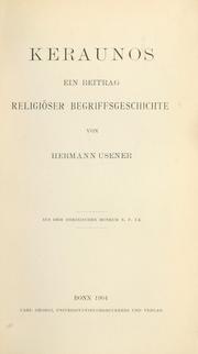 Cover of: Keraunos, ein Beitrag religiöser Begriffsgeschichte.