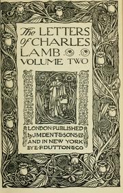 Cover of: The letters of Charles Lamb. by Charles Lamb