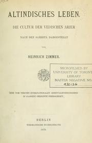Cover of: Altindisches Leben by Zimmer, Heinrich