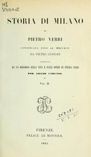 Cover of: Storia di Milano; continuata fino al MDCCXCII by Pietro Verri
