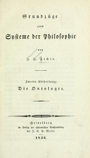 Cover of: Grundzüge zum Systeme der Philosophie. by Immanuel Hermann Fichte