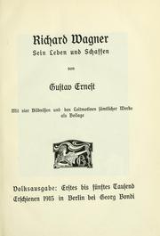 Cover of: Richard Wagner, sein Leben und Schaffen