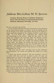 Cover of: Address of the president Lillian M.N. Stevens before the thirty-seventh annual convention by Lillian M. N. Ames Stevens