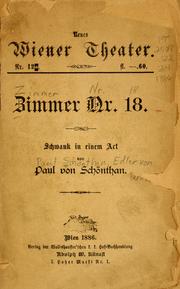 Cover of: Zimmer Nr. 18: Schwank in einem Act