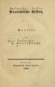 Cover of: Anatomische Leiden: Novelle