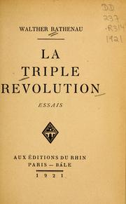 Cover of: La triple revolution by Walther Rathenau