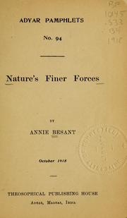 Cover of: Nature's finer forces