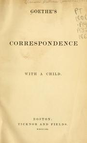 Cover of: Goethe's correspondence with a child