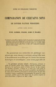 Cover of: Comparaison de certains sons de divers patois vosgiens avec les sons russes, allemands, espagnols, arabes et néo-grecs by Nicolas Haillant