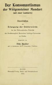 Der Konsonantismus der Wittgensteiner Mundart by Fritz Hackler