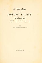 Cover of: A genealogy of the Buford family in America by Marcus Bainbridge Buford