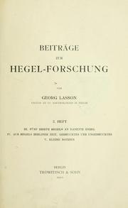 Cover of: Beiträge zur Hegel-Forschung