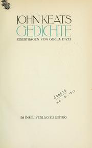 Cover of: Gedichte. by John Keats