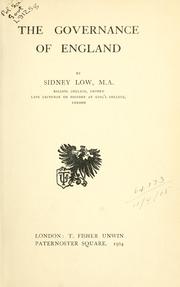 Cover of: The governance of England.