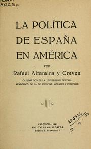 Cover of: La política de España en América.