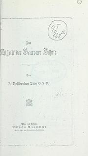 Cover of: Zur Ästhetik der Beuroner Schule