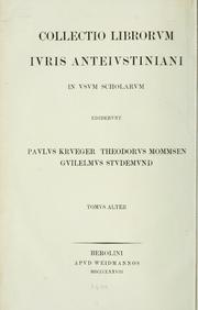 Cover of: Collectio librorum juris antejustiniani in usum scholarum.