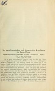 Cover of: Die sagenhistorischen und literarischen Grundlagen des Beowulfepos