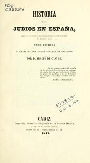 Cover of: Historia de los judios en España by Adolfo de Castro