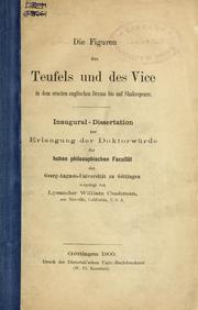 Cover of: Die Figuren des Teufels und des Vice in dem ernsten englischen Drama bis auf Shakespeare