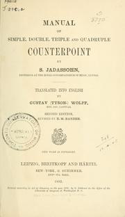 Cover of: manual of simple, double, triple and quadruple counterpoint