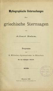 Cover of: Mythographische Untersuchungen über griechische Sternsagen.