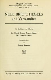 Cover of: Neue Briefe Hegels und Verwandtes