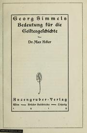 Cover of: Georg Simmels Bedeutung für die Geistesgeschichte