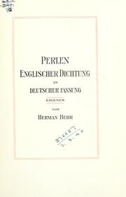 Perlen englischer Dichtung in deutscher Fassung