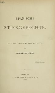 Cover of: Spanische Stiergefechte: eine kulturgeschichtliche Skizze.