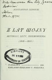Cover of: Z lat wojny by Aleksander Lednicki