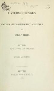 Cover of: Untersuchungen zu Cicero’s philosophischen Schriften. by Rudolf Hirzel