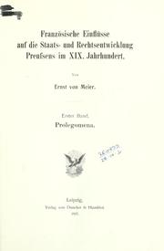 Cover of: Französische Einflüsse auf die Staats- und Rechtsentwicklung Preussens im 19. Jahrhundert.