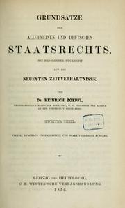 Cover of: Grundsätze des allgemeinen und deutschen Staatsrechts by Heinrich Zoepfl